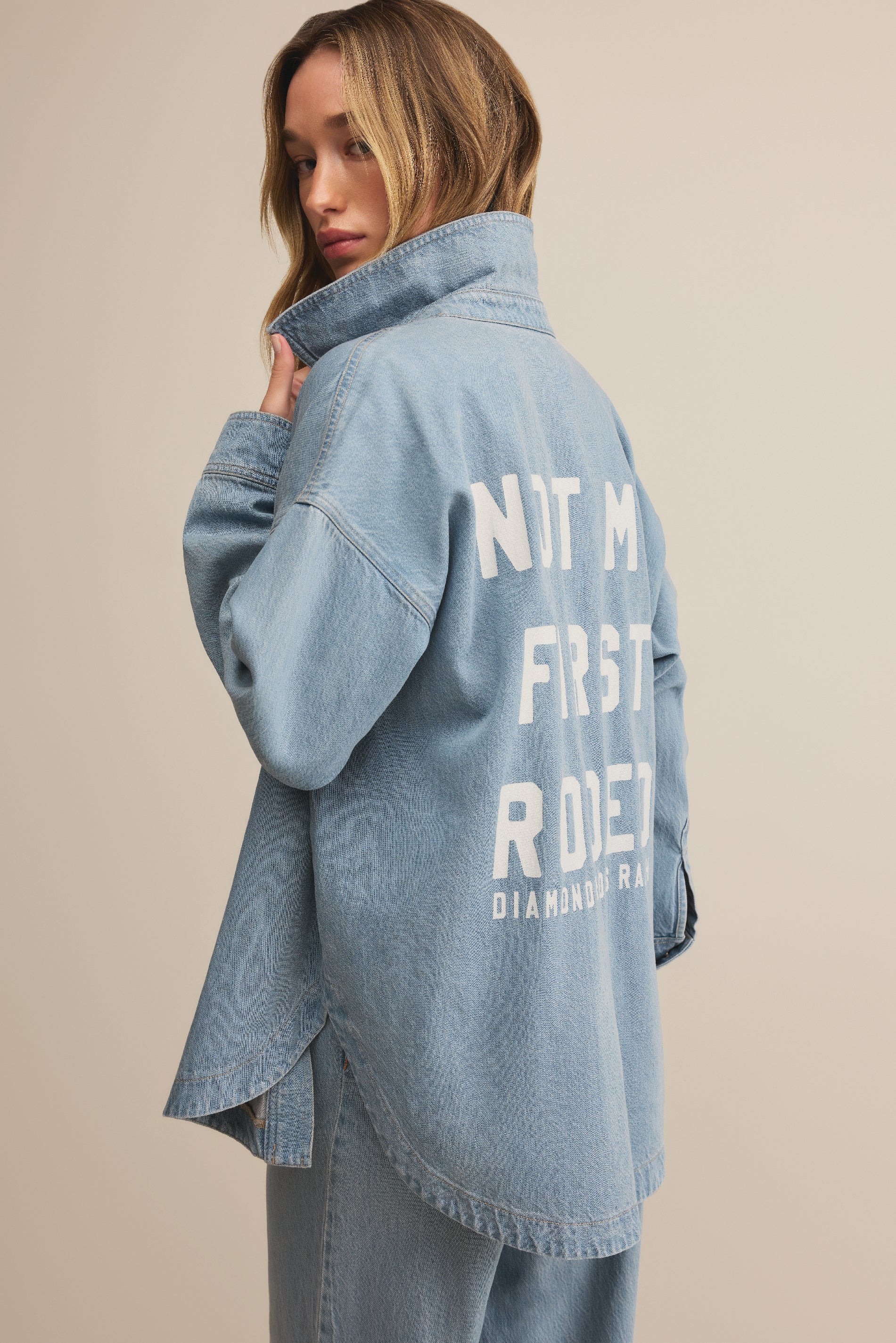 【HI FI FNK】Cream Double Denim Kids Stacked Ripple Effect Denim (Aged Wash)