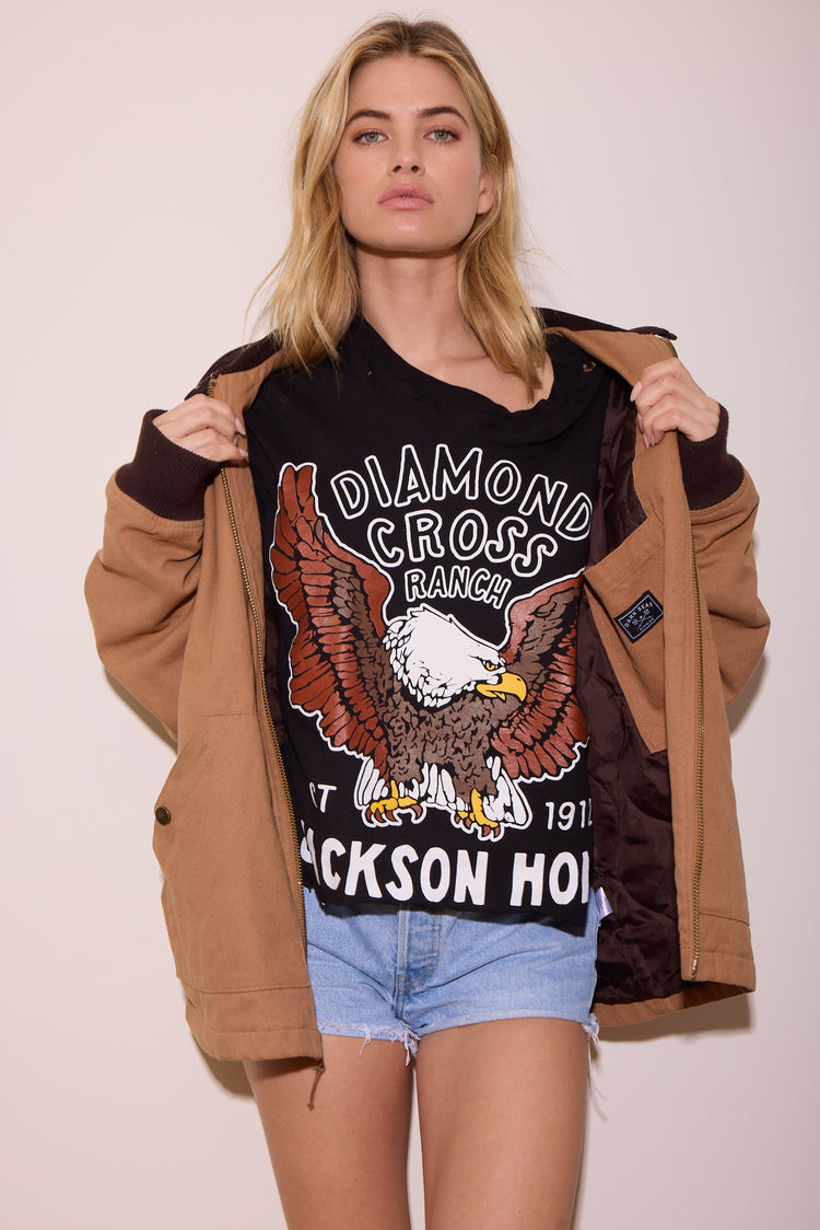 Diamond Cross Ranch Tetons Yellowstone Wyoming Black Eagle T-Shirt