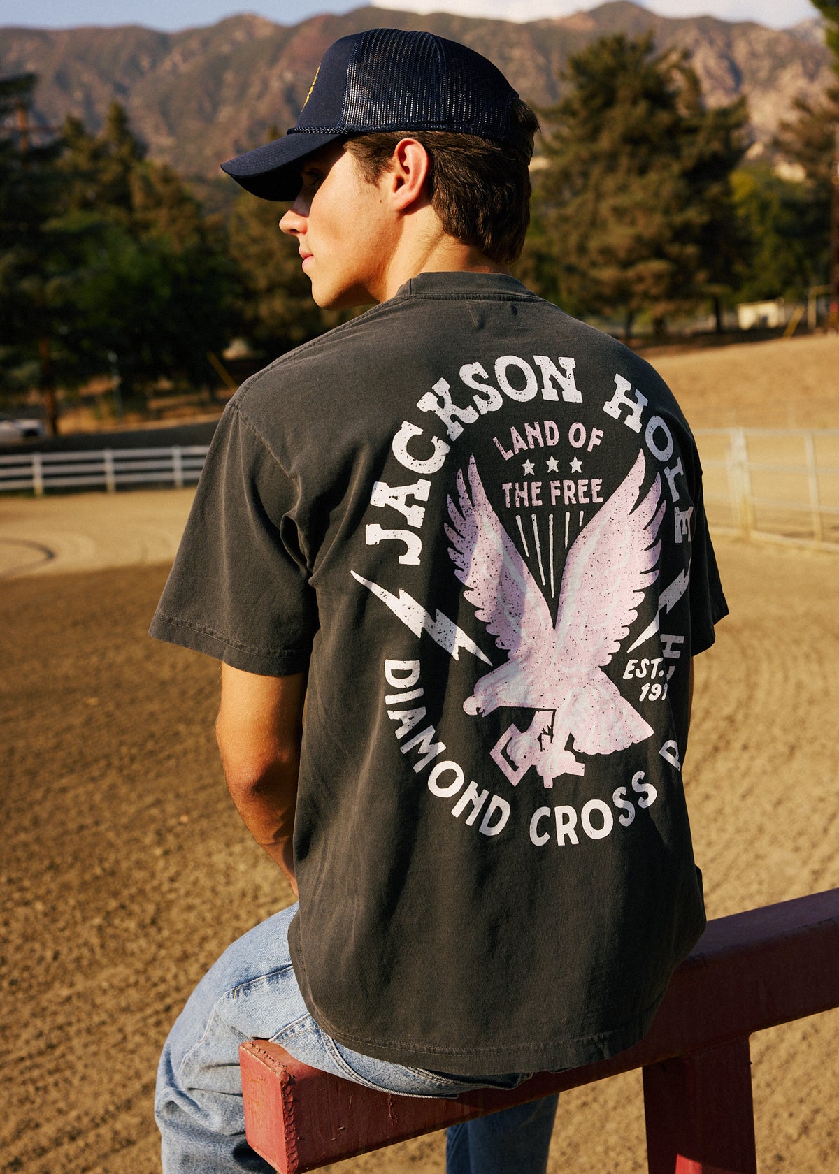 Black Distressed | Diamond Cross Ranch Hi Flyer T-Shirt