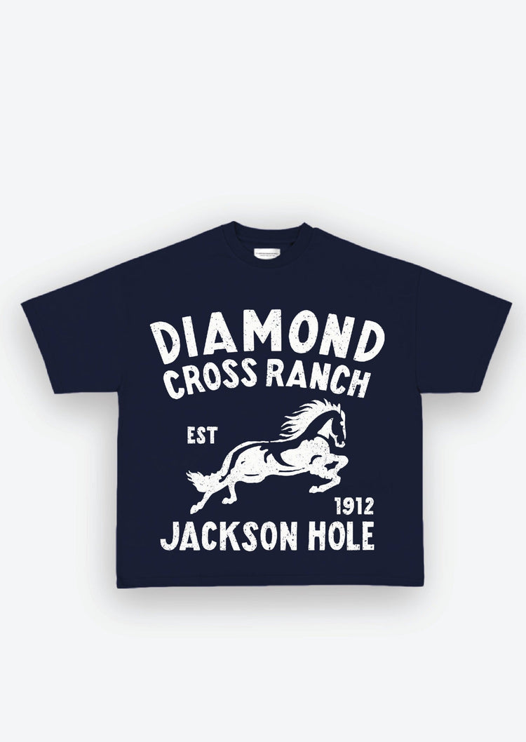 Diamond Cross Ranch Blue Horse Navy T-shirt 