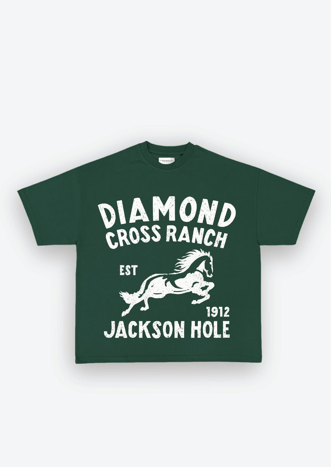 Diamond Cross Ranch Blue Horse Green T-shirt 