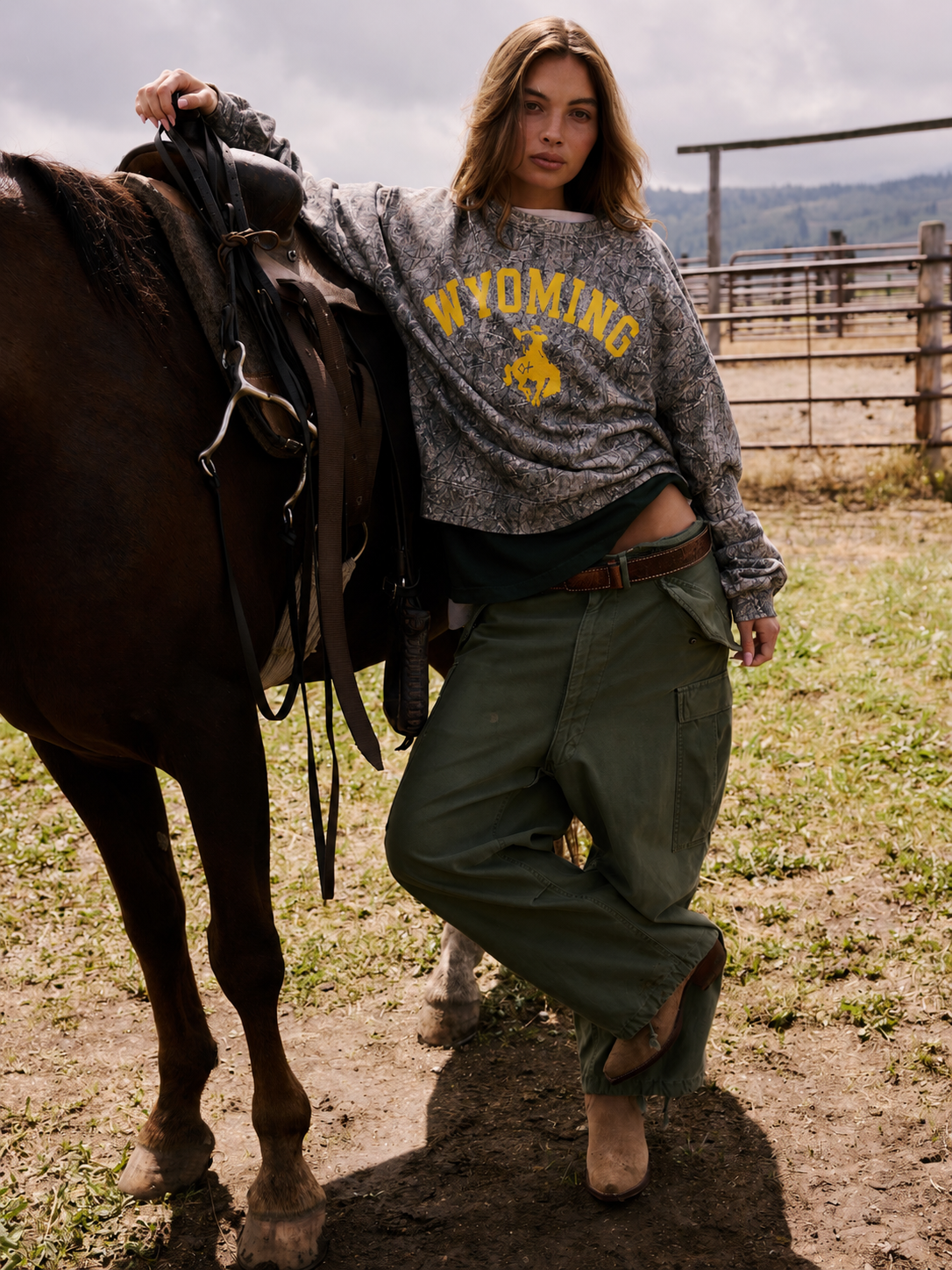 Distressed Camo Crewneck