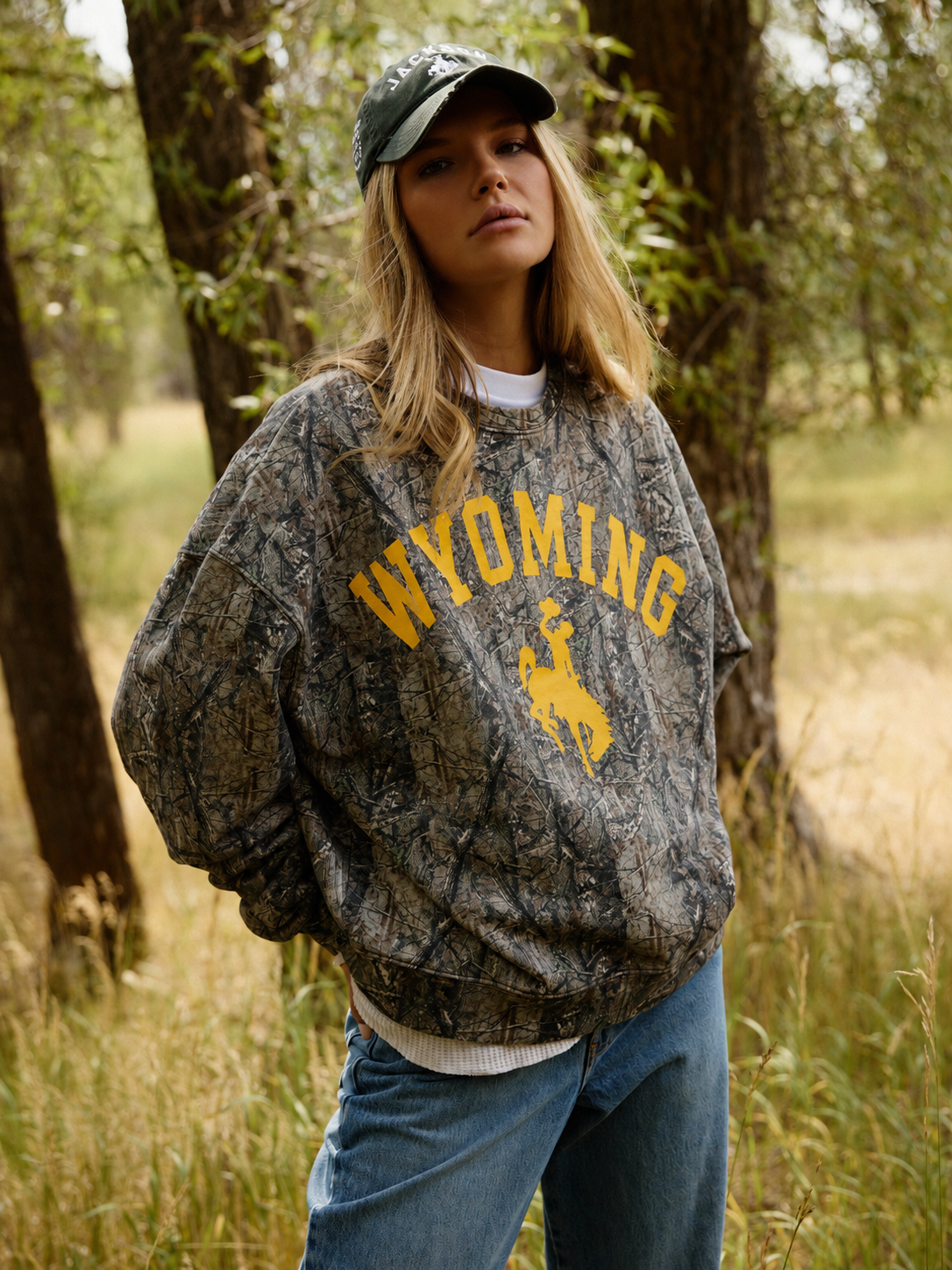 Distressed Camo Crewneck