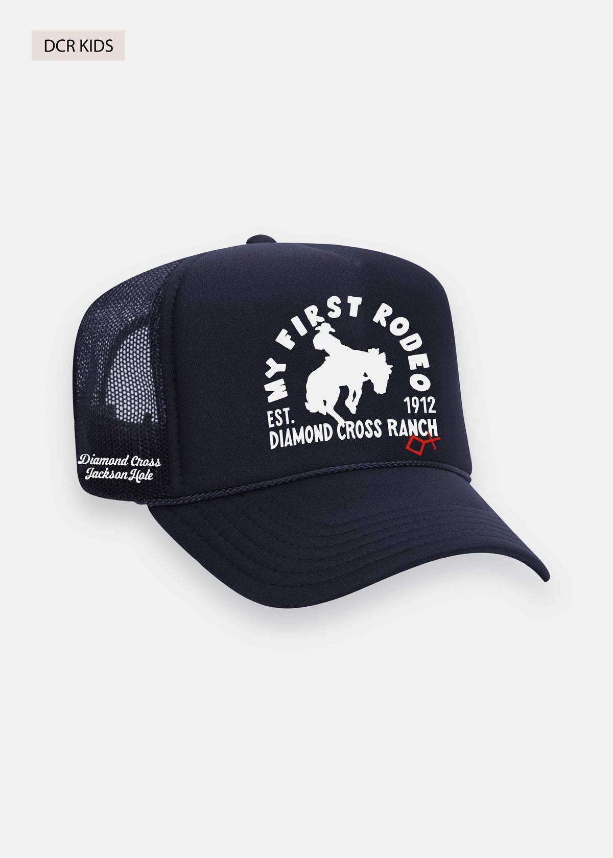 Navy First Rodeo | Diamond cross ranch Kids Rodeo Trucker cap