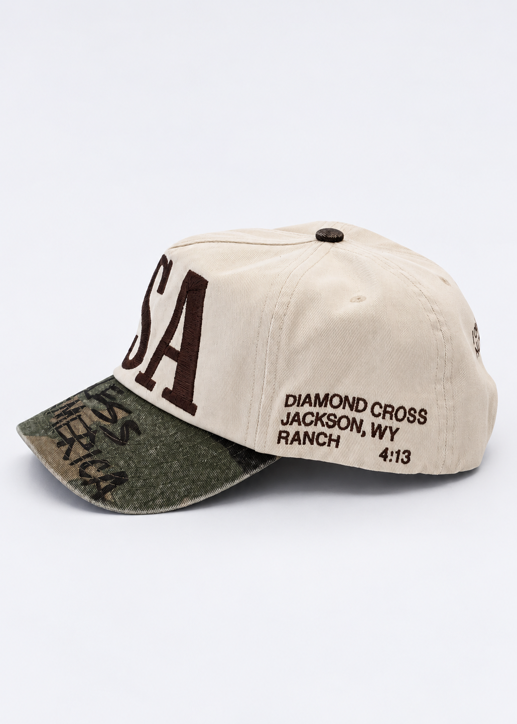 USA Offwhite w Camo Brim | Camo Range Cap