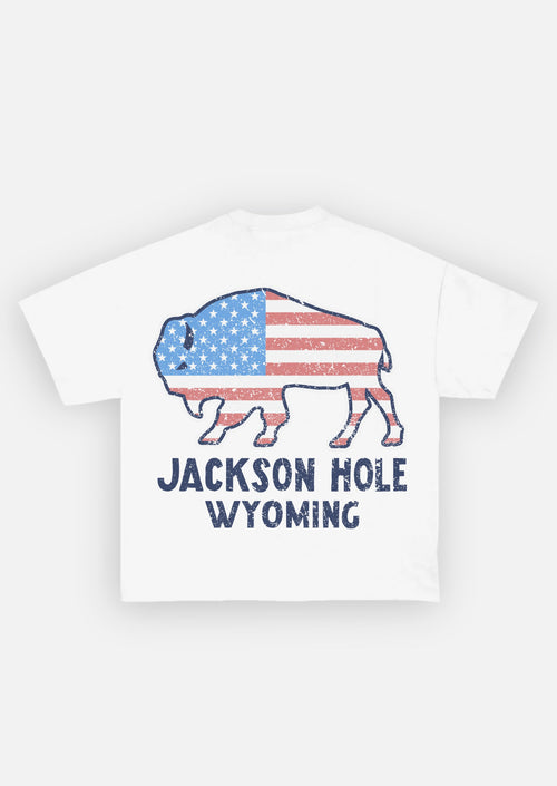 White | Diamond Cross Ranch American Buffalo White T-shirt