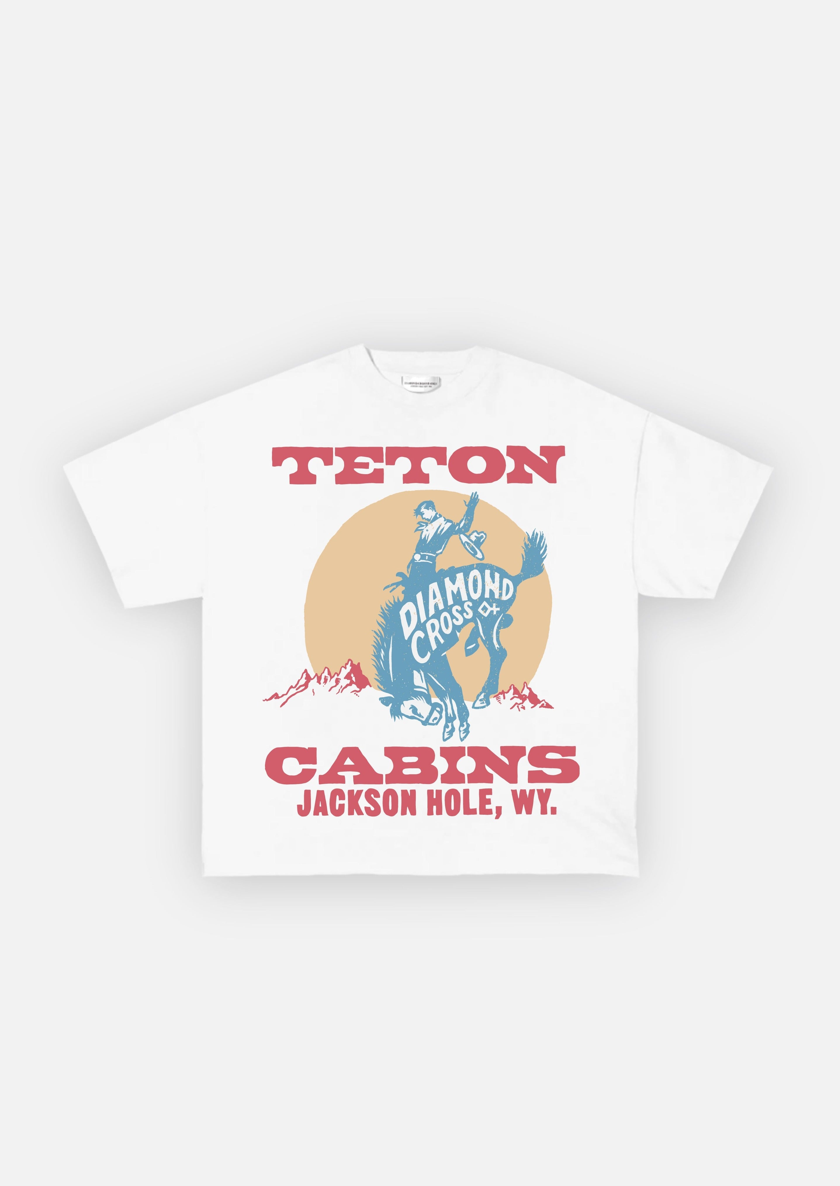 Diamond Cross Ranch Teton Cabins Sunset White T-Shirt 