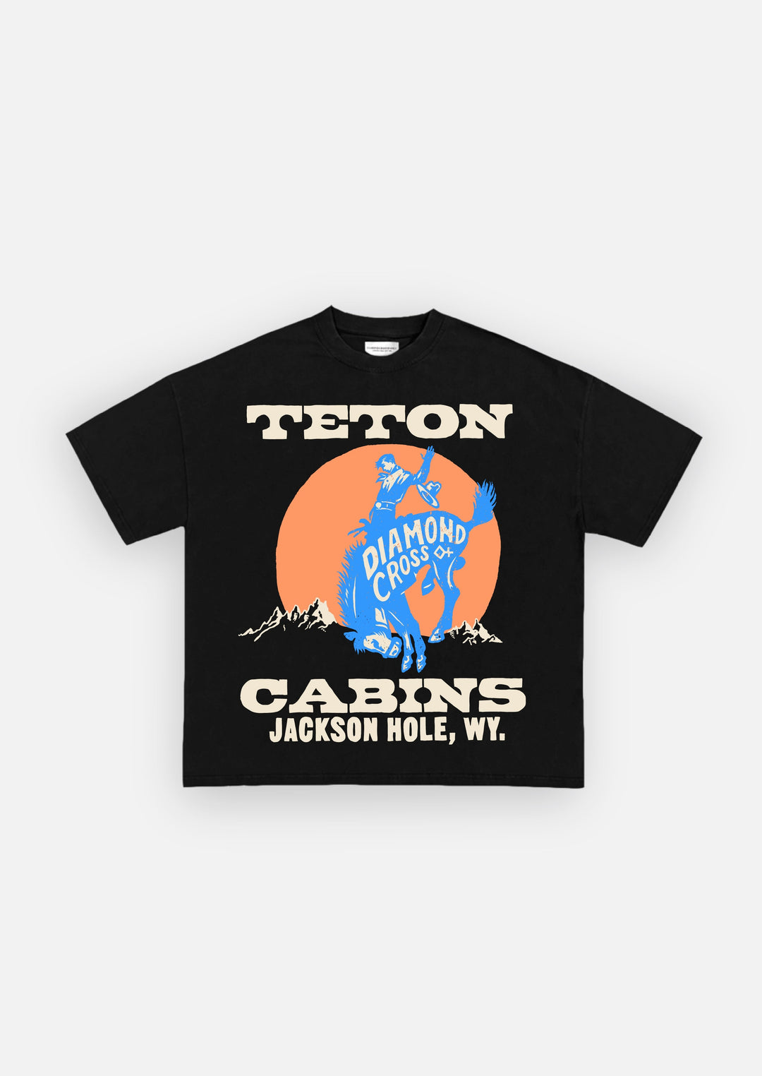 Diamond Cross Ranch Teton Cabins Sunset Black T-Shirt 