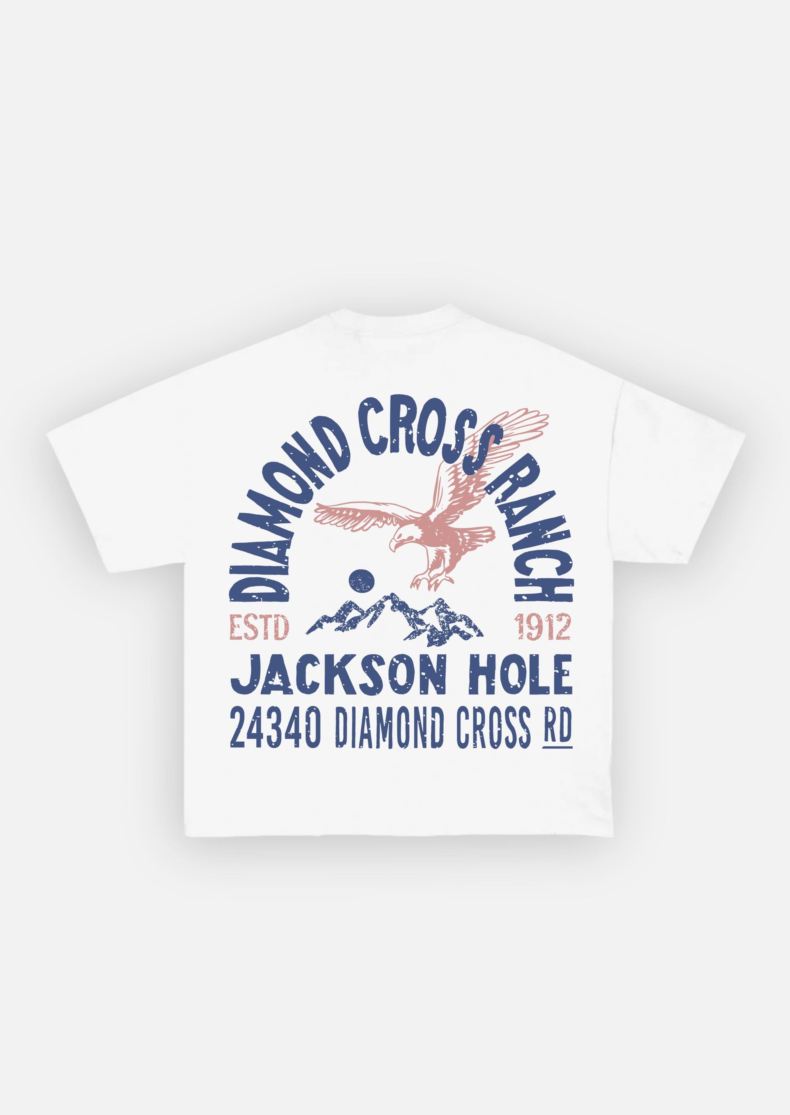 Diamond Cross Ranch Eagle Address White T-Shirt 