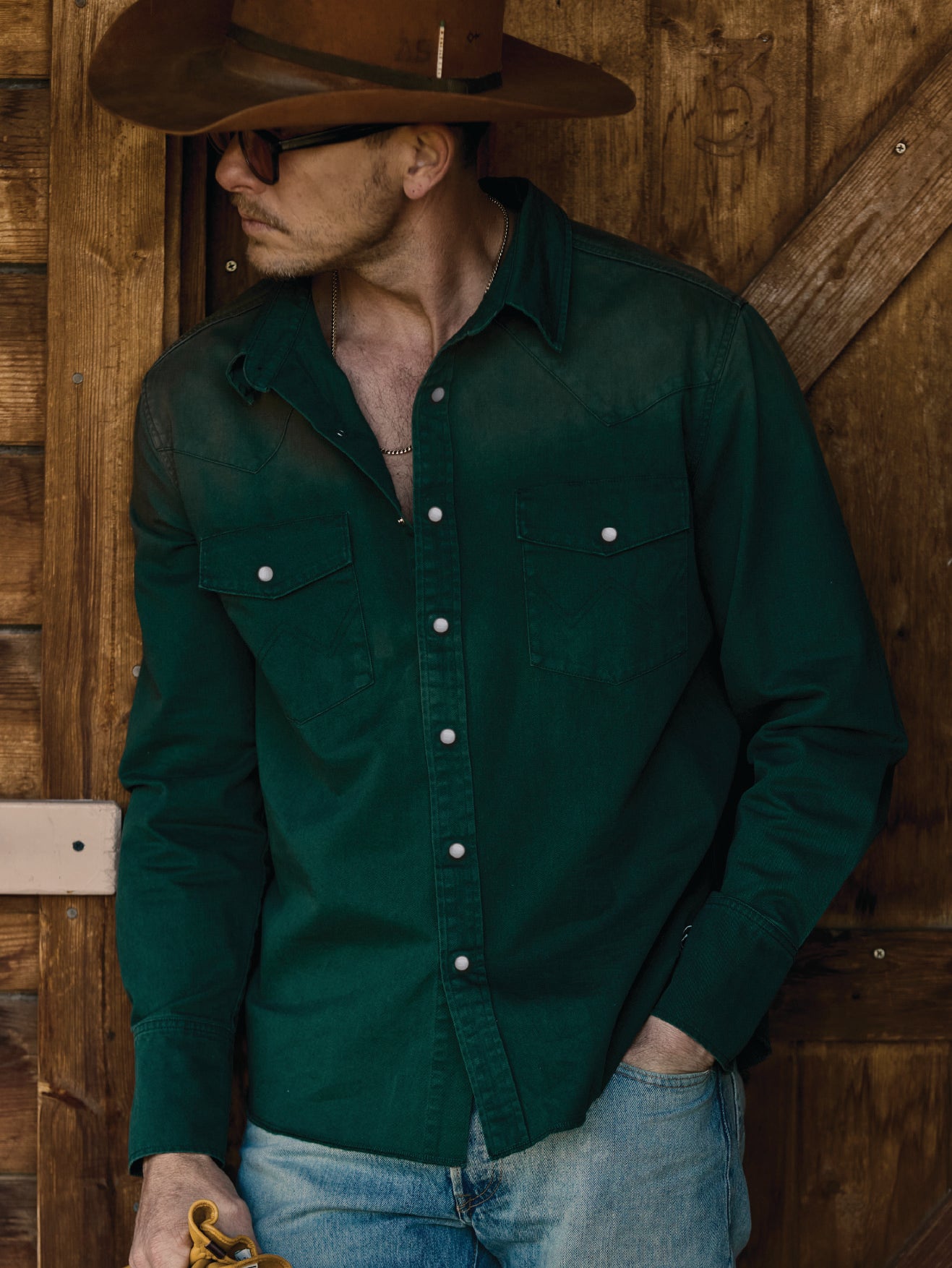 シャツ SUN SEA Overdye Cowboy Shirt 16S16 Sun Faded Cowboy Shirts | Diamond Cross Ranch
