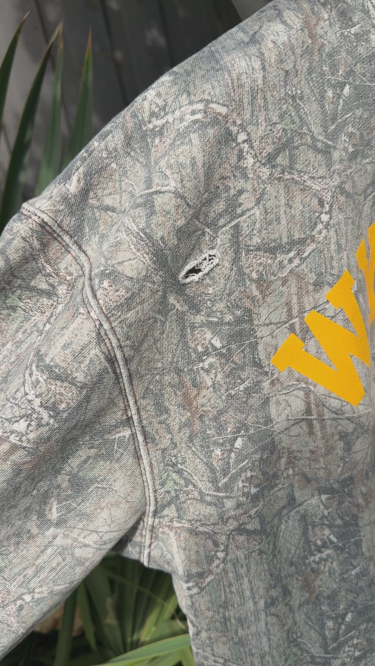 Distressed Camo Crewneck