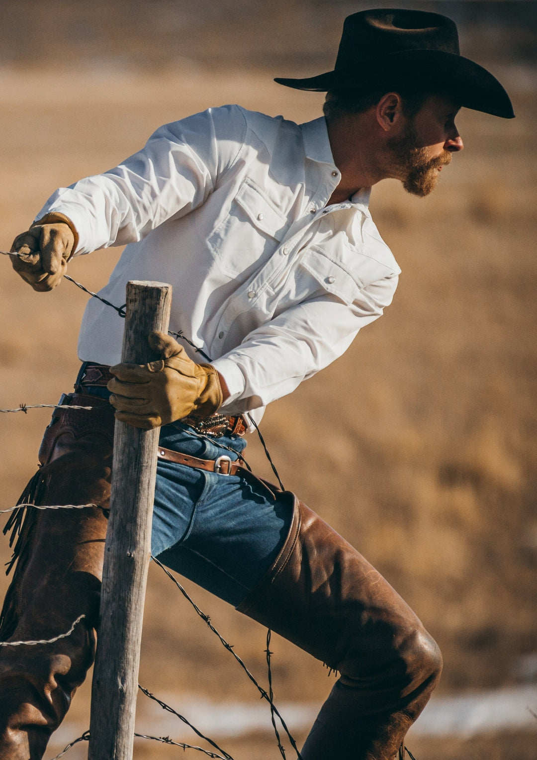 Diamond Cross Ranch Wyoming White Cowboy Shirt