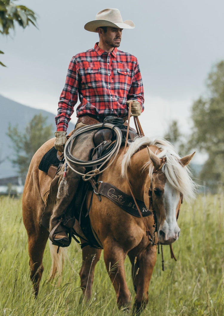 Diamond cross ranch flannel cowboy shirt