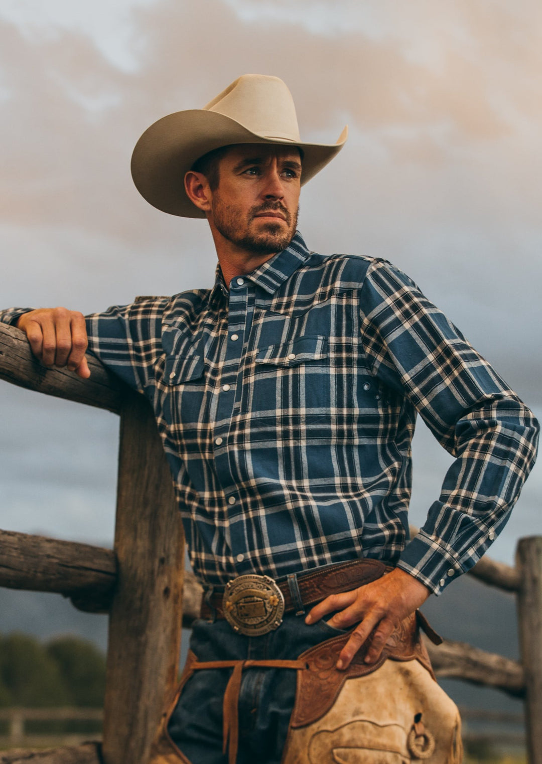 Diamond cross ranch flannel cowboy shirt