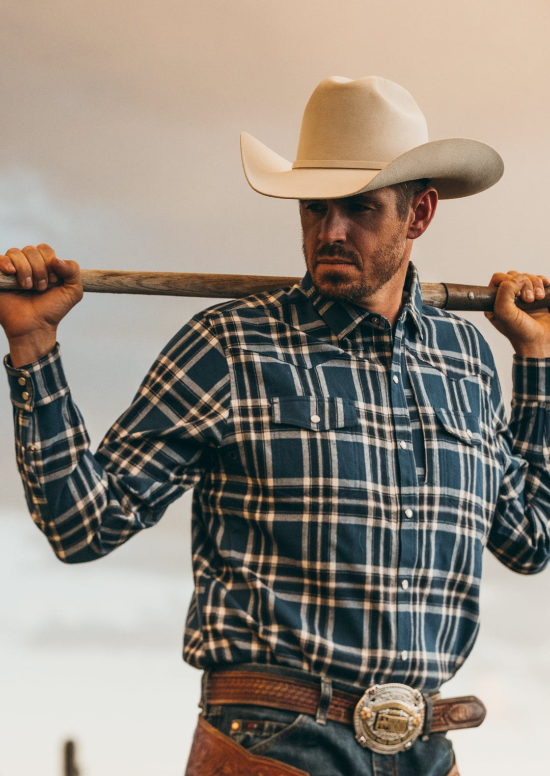 Diamond cross ranch flannel cowboy shirt