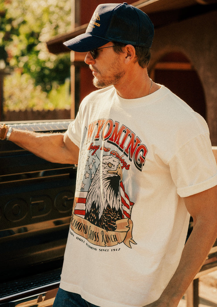 Diamond Cross Ranch Wyomin White T-Shirt 