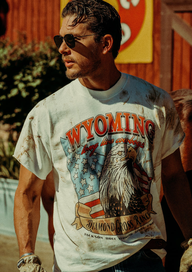 Diamond Cross Ranch Wyomin White T-Shirt 