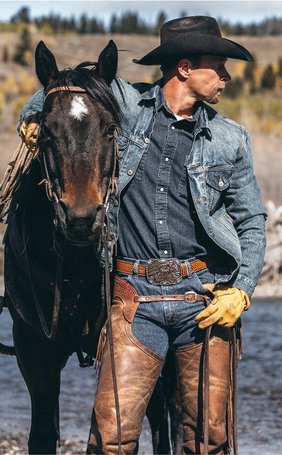 Diamond Cross Ranch Wyoming Cowboy Yellow Deerskin Gloves