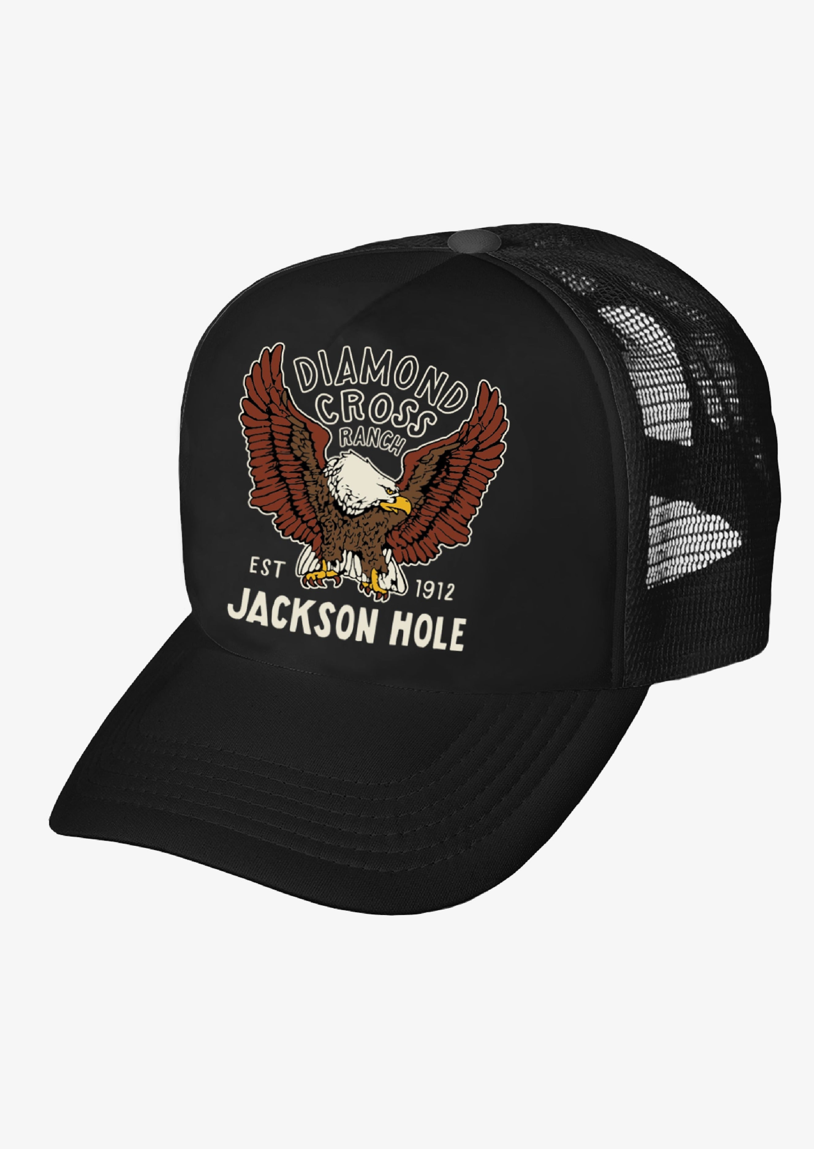 Diamond Cross Ranch Marlboro Man Wyoming Black Eagle Trucker Cap