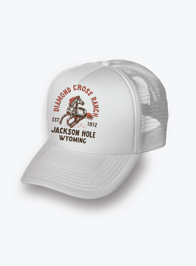 Diamond Cross Ranch Rodeo Bronco White Cap