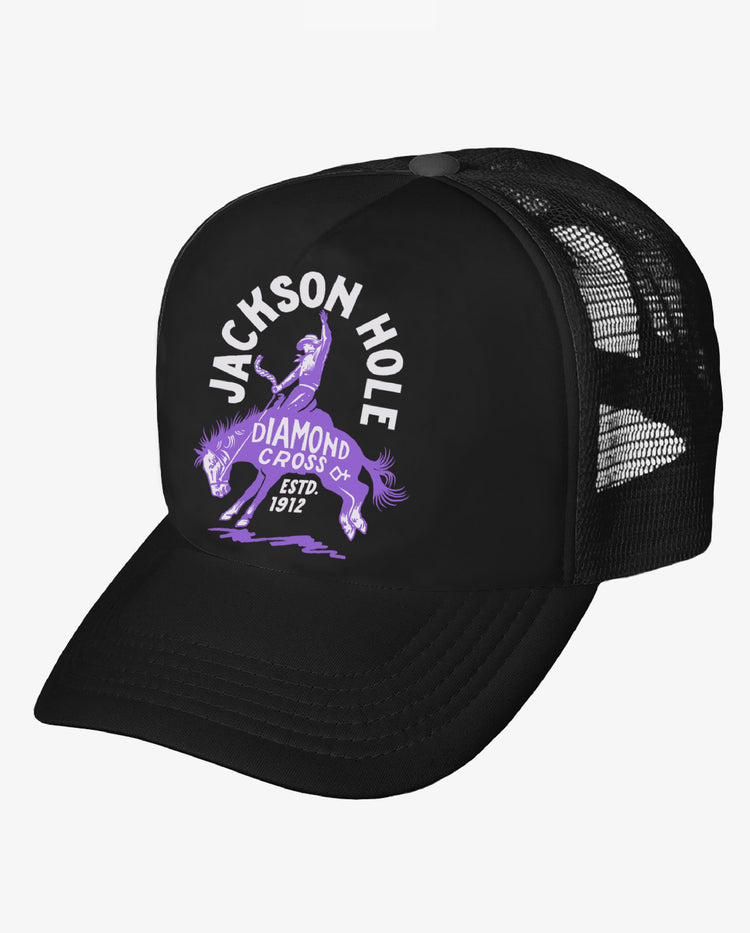 Diamond Cross Ranch Cowboy Rodeo Black Maverick Trucker Cap