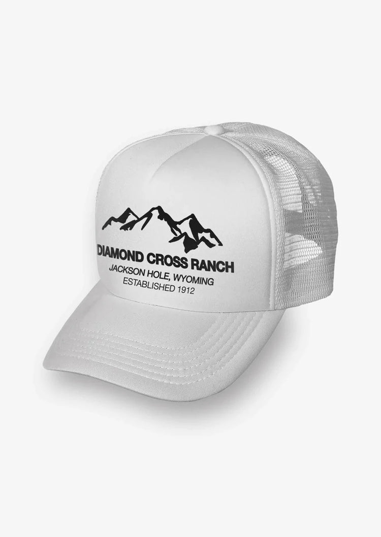 Diamond Cross Ranch Cowboy Yellowstone Wyoming White Mountain Trucker Cap
