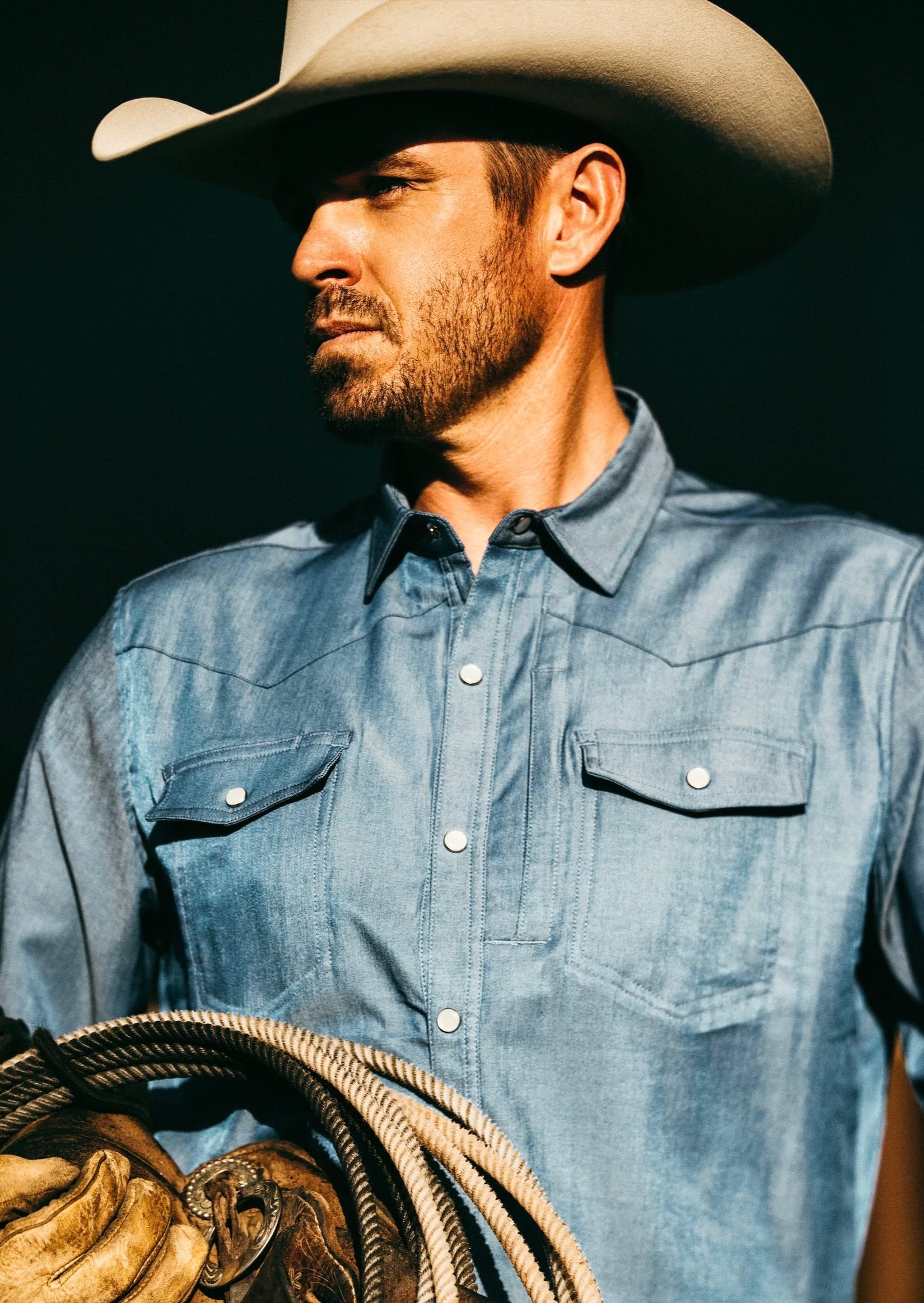 Diamond Cross Ranch Wyoming Blue Cowboy Shirt