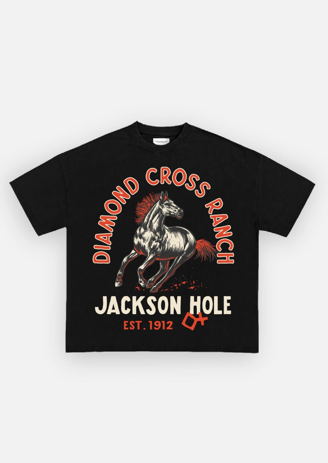 Diamond Cross Ranch New Bronco Black T-Shirt 