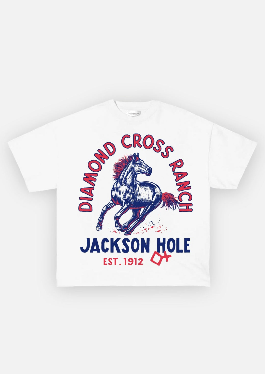Diamond Cross Ranch New Bronco White T-Shirt 