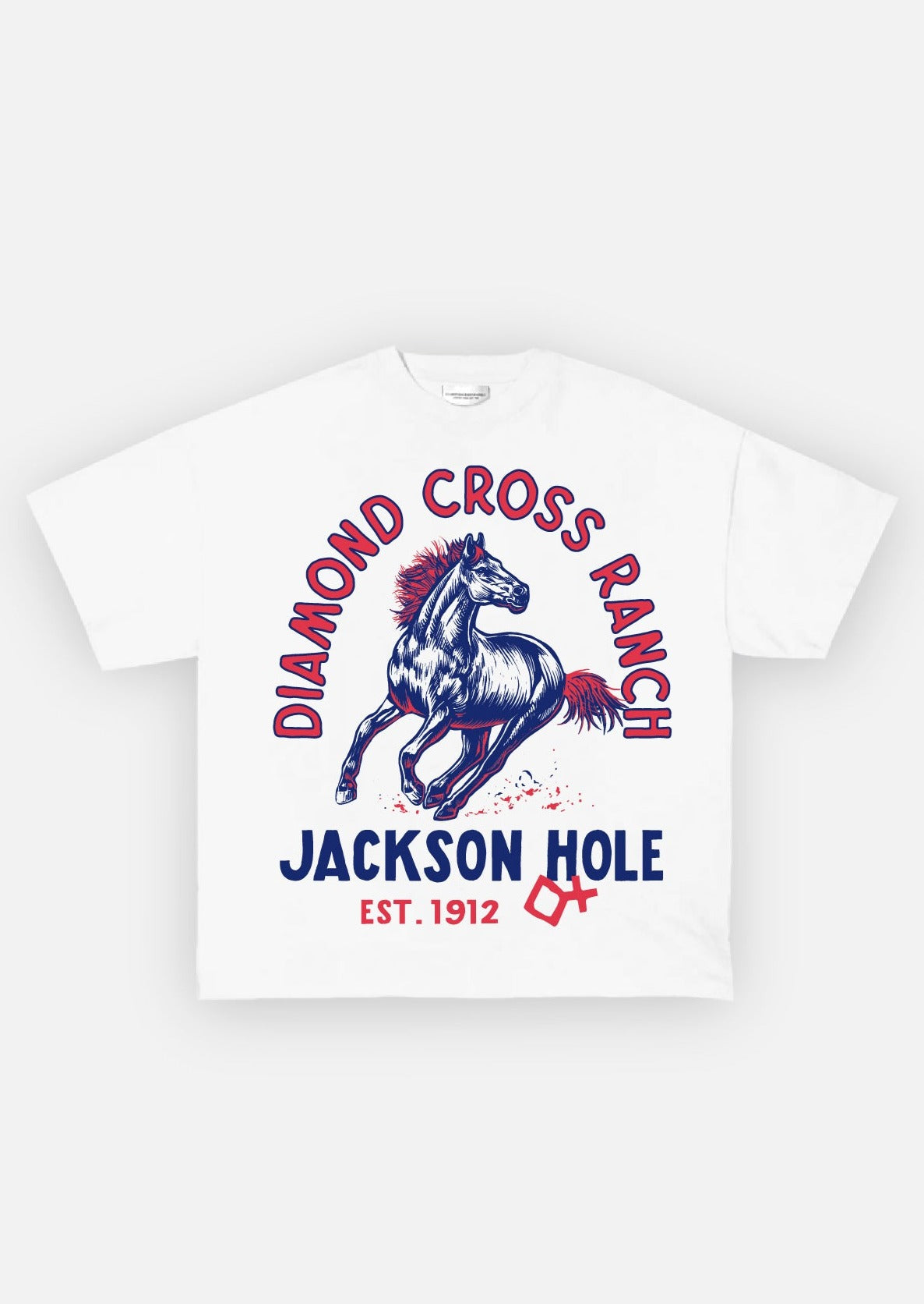 Diamond Cross Ranch New Bronco White T-Shirt 