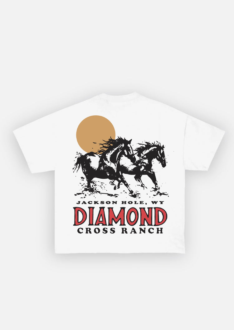 Diamond Cross Ranch Settin Sun Original White T-Shirt 