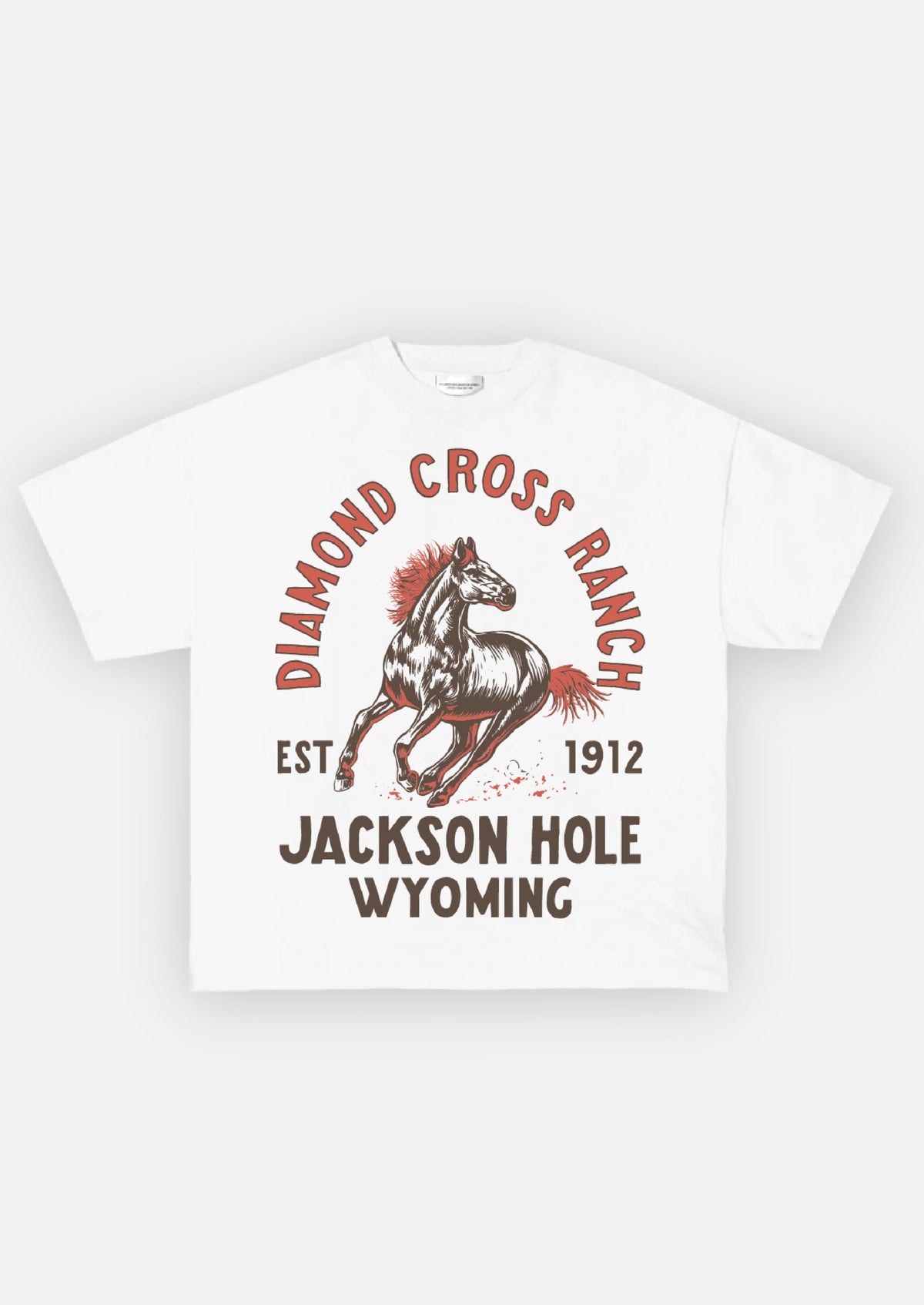 White | Diamond Cross Ranch Bronco Heritage White T-shirt