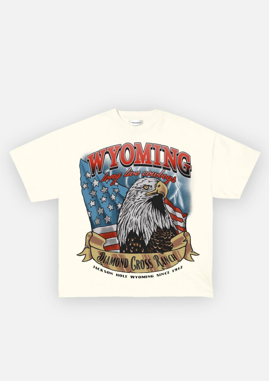 Diamond Cross Ranch Yellowstone Wyoming Wilderness Eagle White T-Shirt 