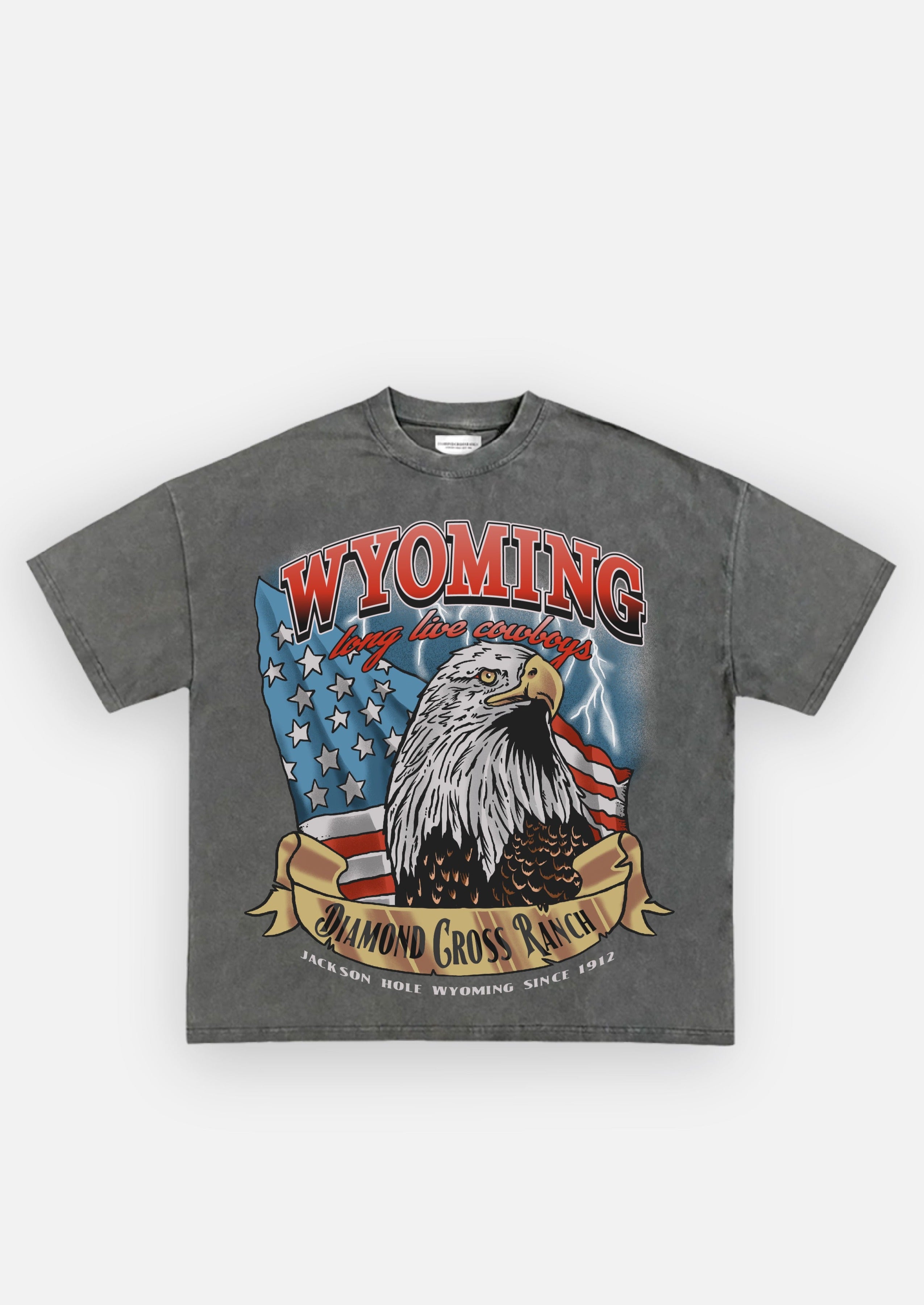 Diamond Cross Ranch Yellowstone Wyoming Wilderness Eagle Grey T-Shirt 