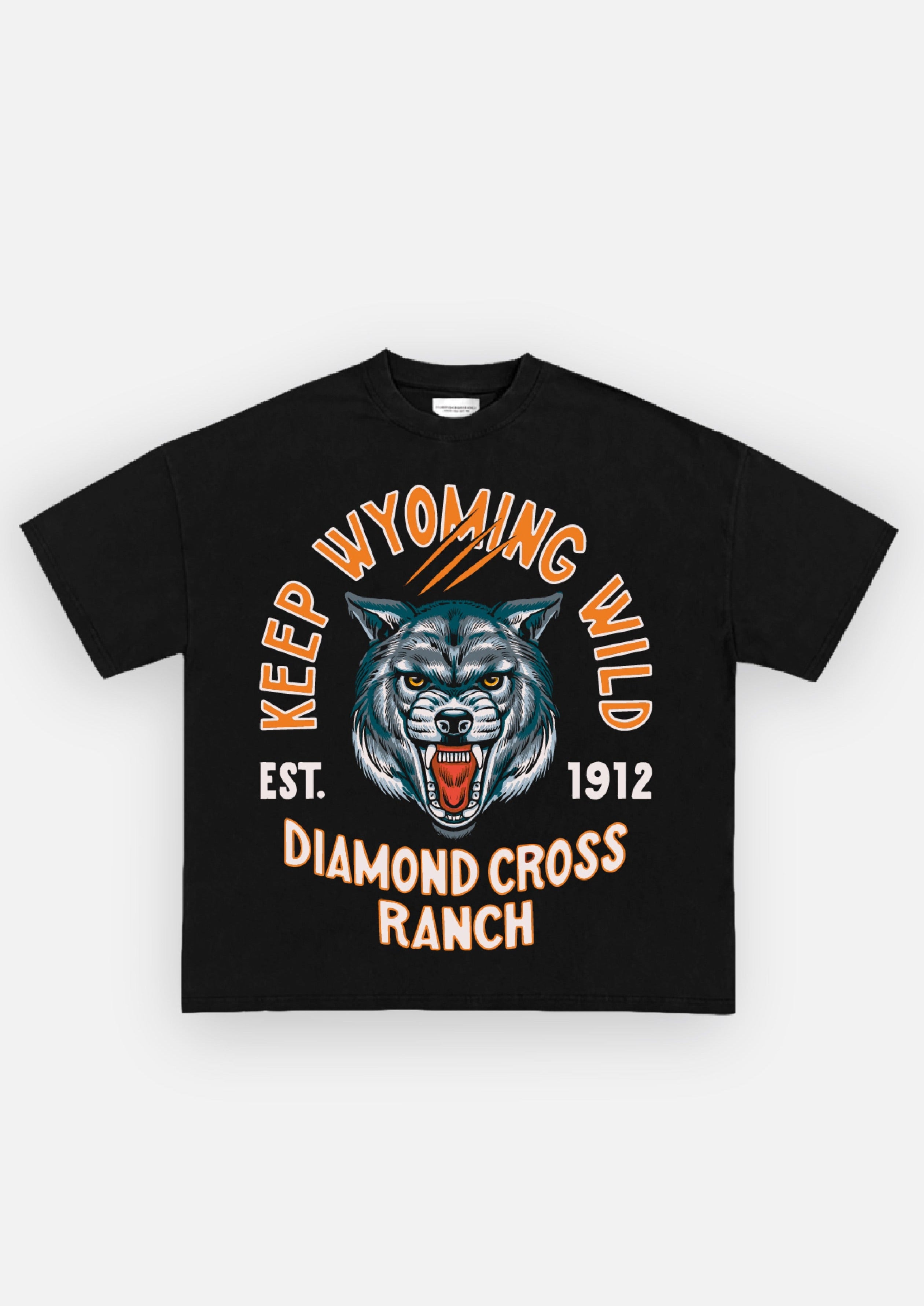 Diamond Cross Ranch Yellowstone Wyoming Black Wild Wolf T-Shirt 