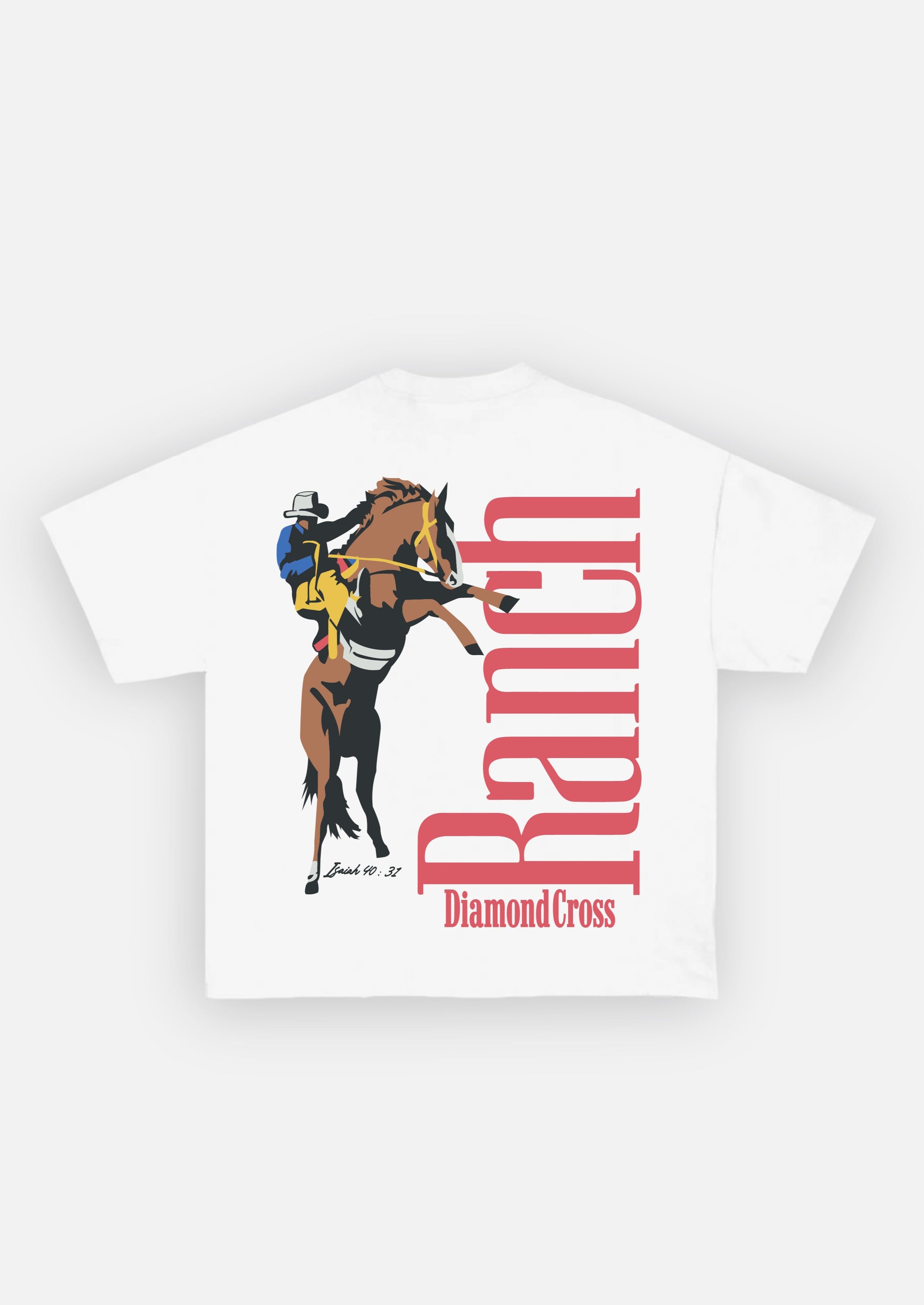 Diamond Cross Ranch RANCH Buck White T-Shirt