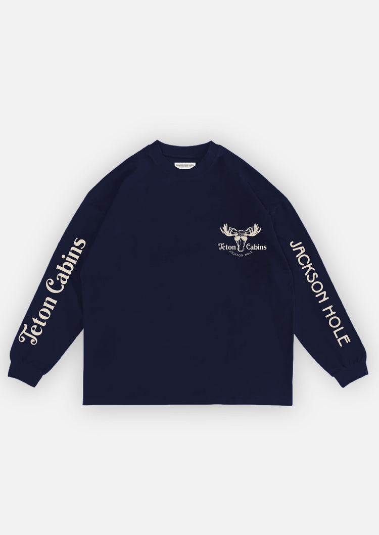 Diamond Cross Ranch Teton Cabins Longsleeve Navy T-Shirt 