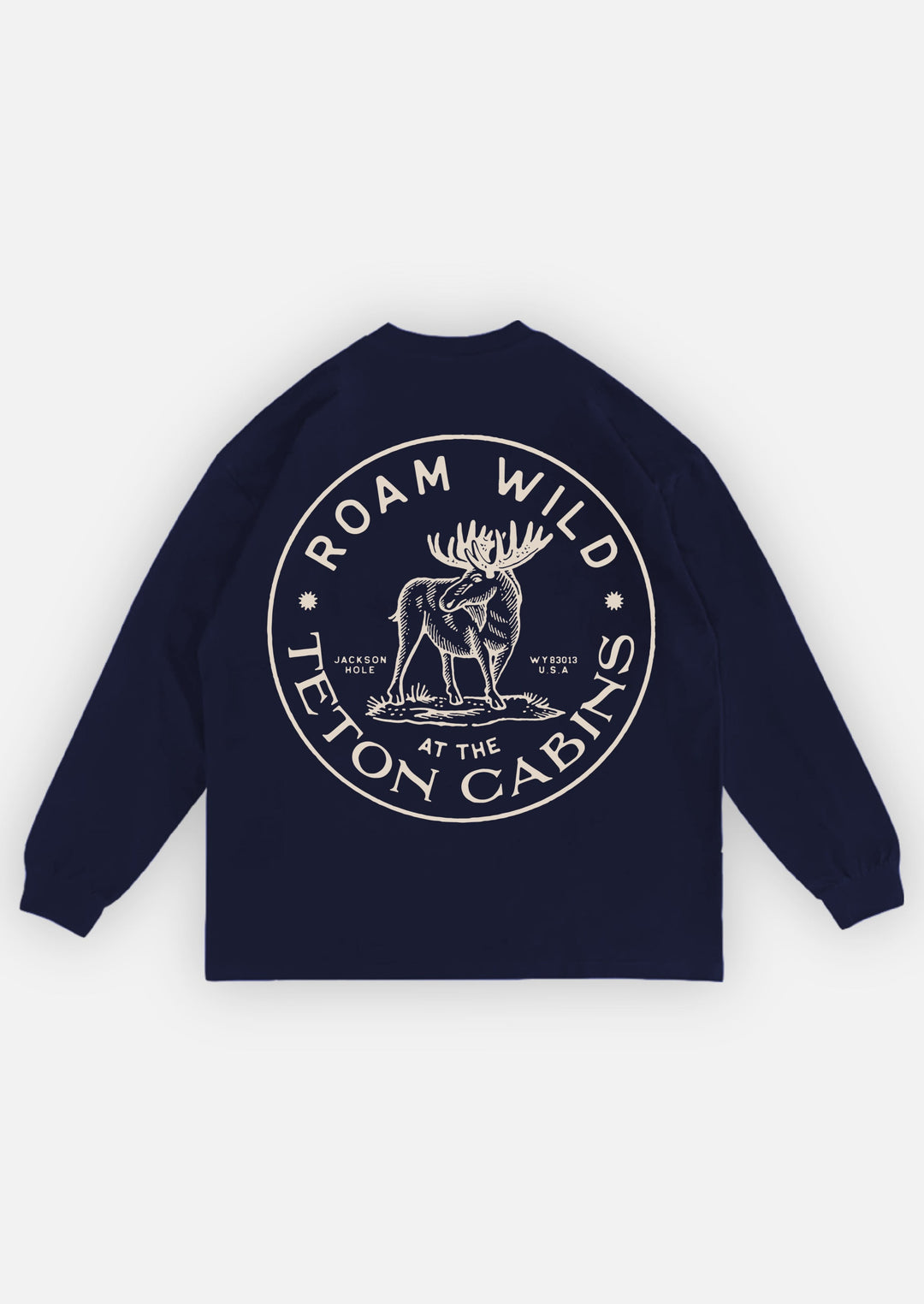 Diamond Cross Ranch Teton Cabins Longsleeve Navy T-Shirt 