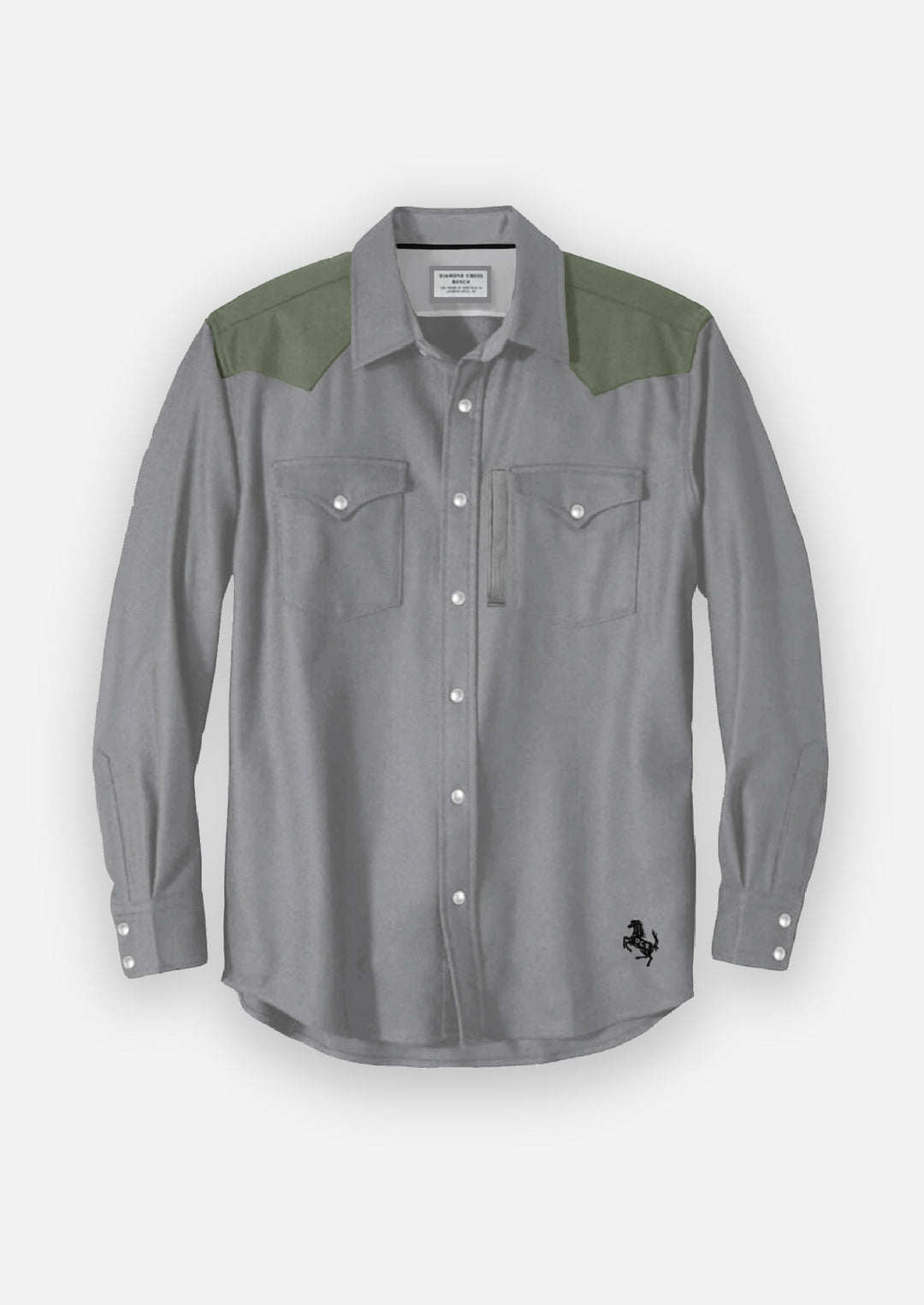 Diamond Cross Ranch Wyoming Green Two-Color Cowboy Shirt