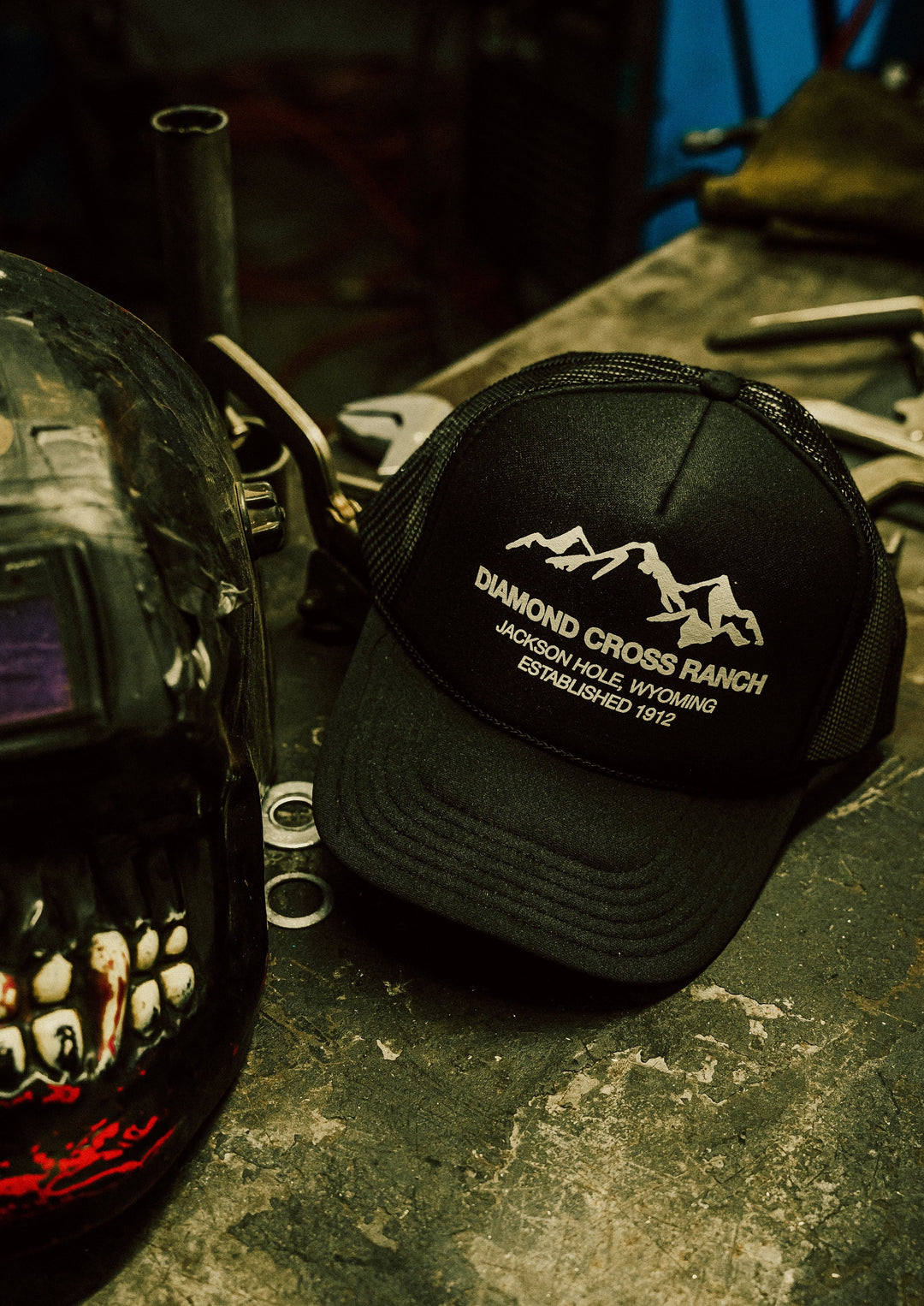 Diamond Cross Ranch Cowboy Yellowstone Wyoming Black Mountain Trucker Cap