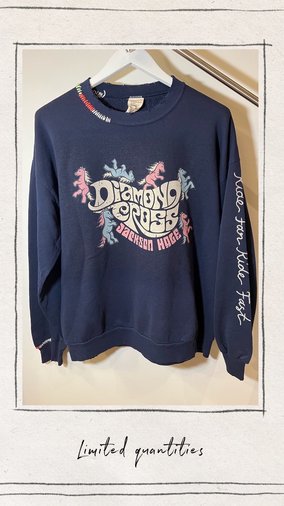 Diamond Cross Ranch Yellowstone Wyoming Navy Vintage Crewneck